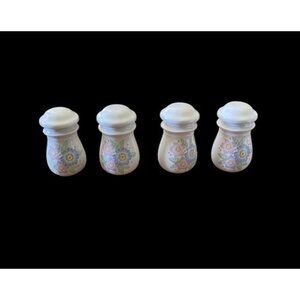 Vintage SJL Ceramic Spice Jars, Set of 4 Colorful Floral Pattern.